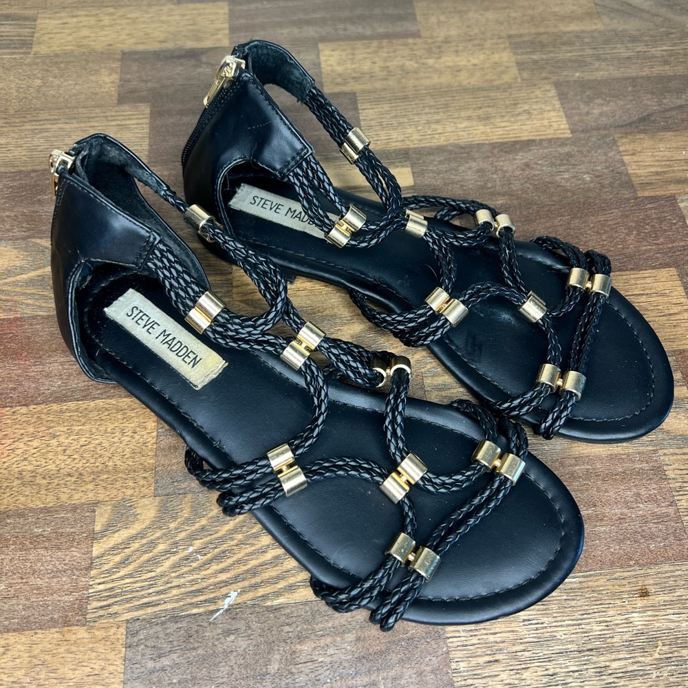 Black and gold Steve Madden Gladiator Sandals